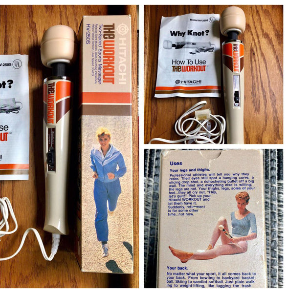 Product picture of the 1970's limited release Hitachi Magic Wand 'The Workout" 2-speed sports massager.