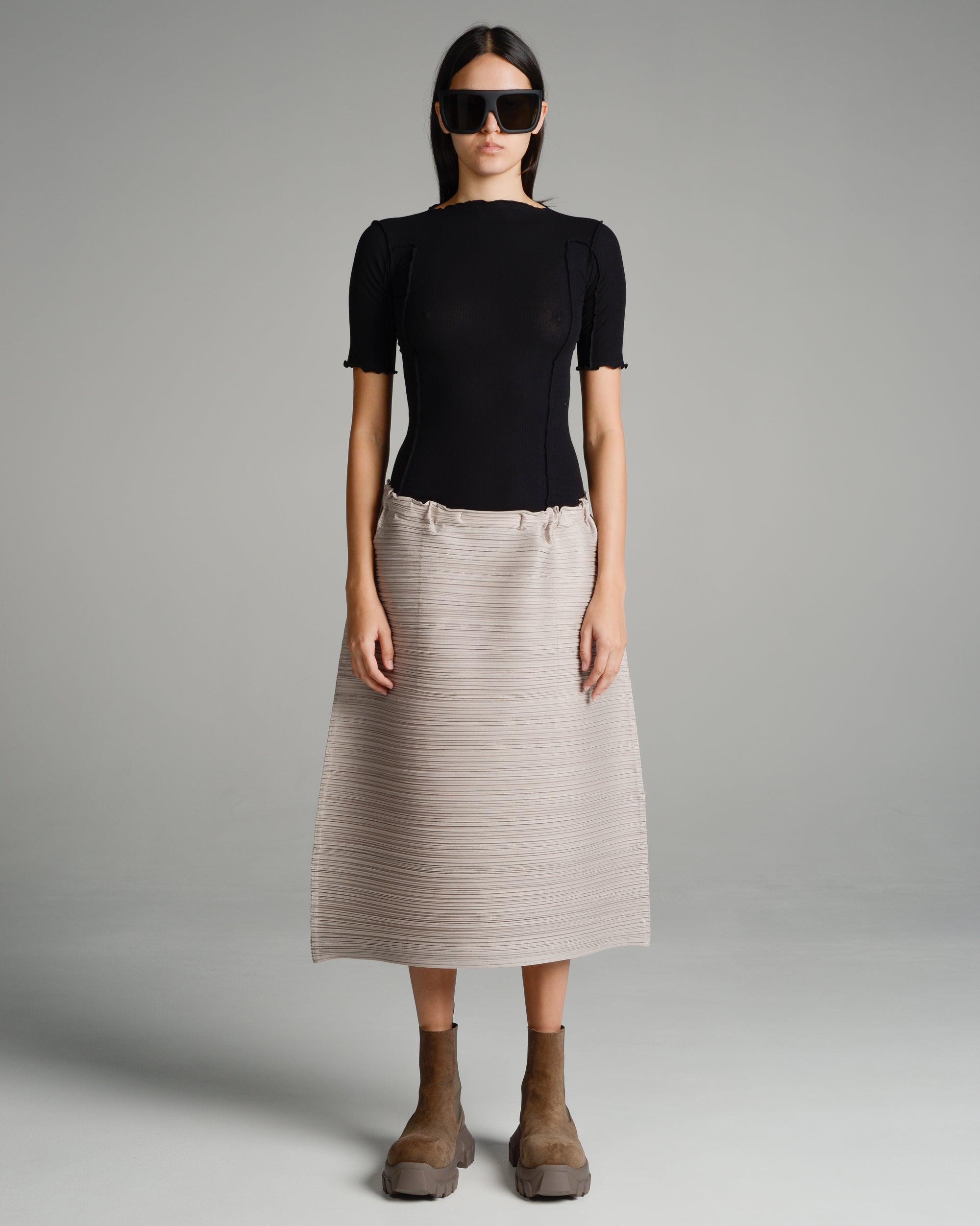 Greige Bounce Pleat Skirt – Dilettante