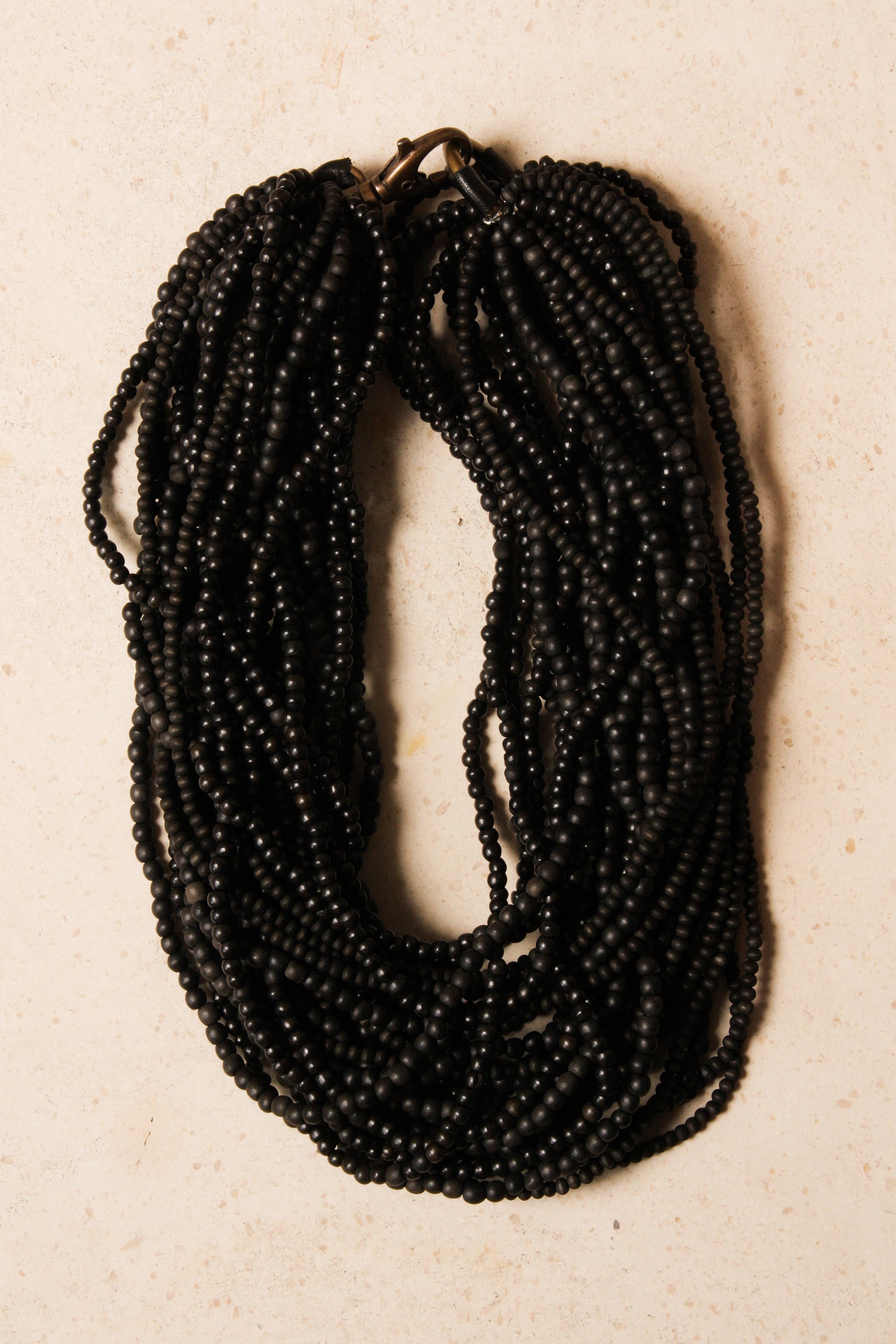 black wooden bead necklace