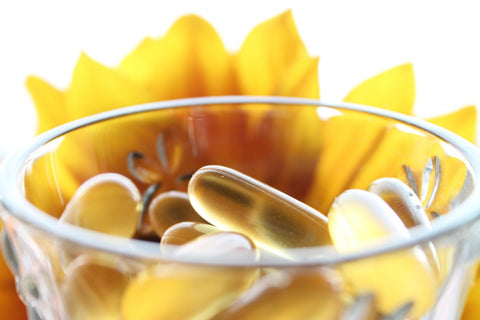 health supplement in a glass bowl