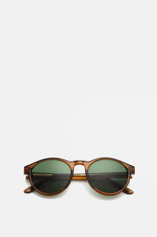 A.Kjaerbede Marvin Round Sunglasses in Green Marble Transparent