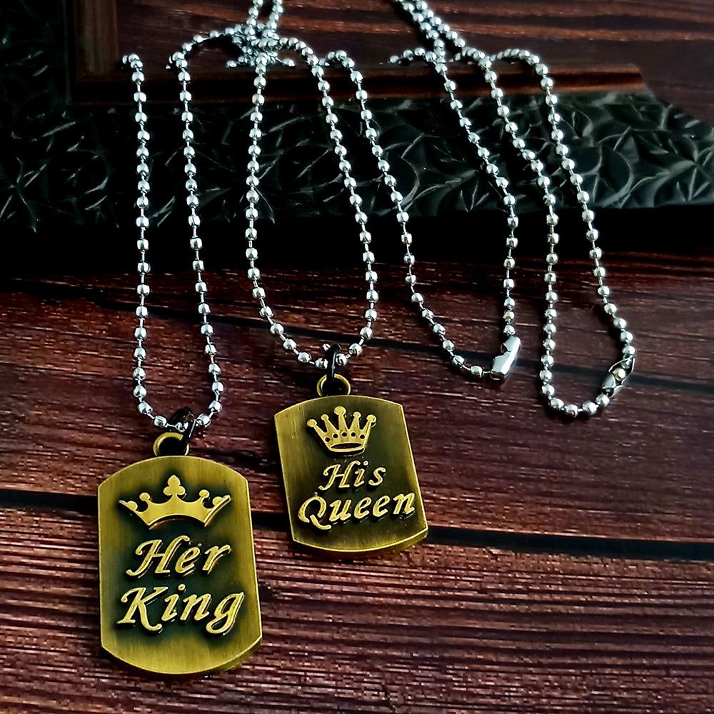 Urbana His Queen Her King Stylish Chain Pendant Combo-1004375