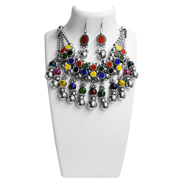 Jeweljunk Multicolour Beads Navratri Special Necklace Set