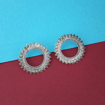 Jeweljunk Oxidised Round Shape Fashion Stud Earrings