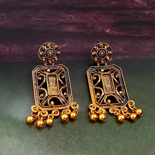 Woma Oxidised Gold Plated Dangler Earrings -1318257A