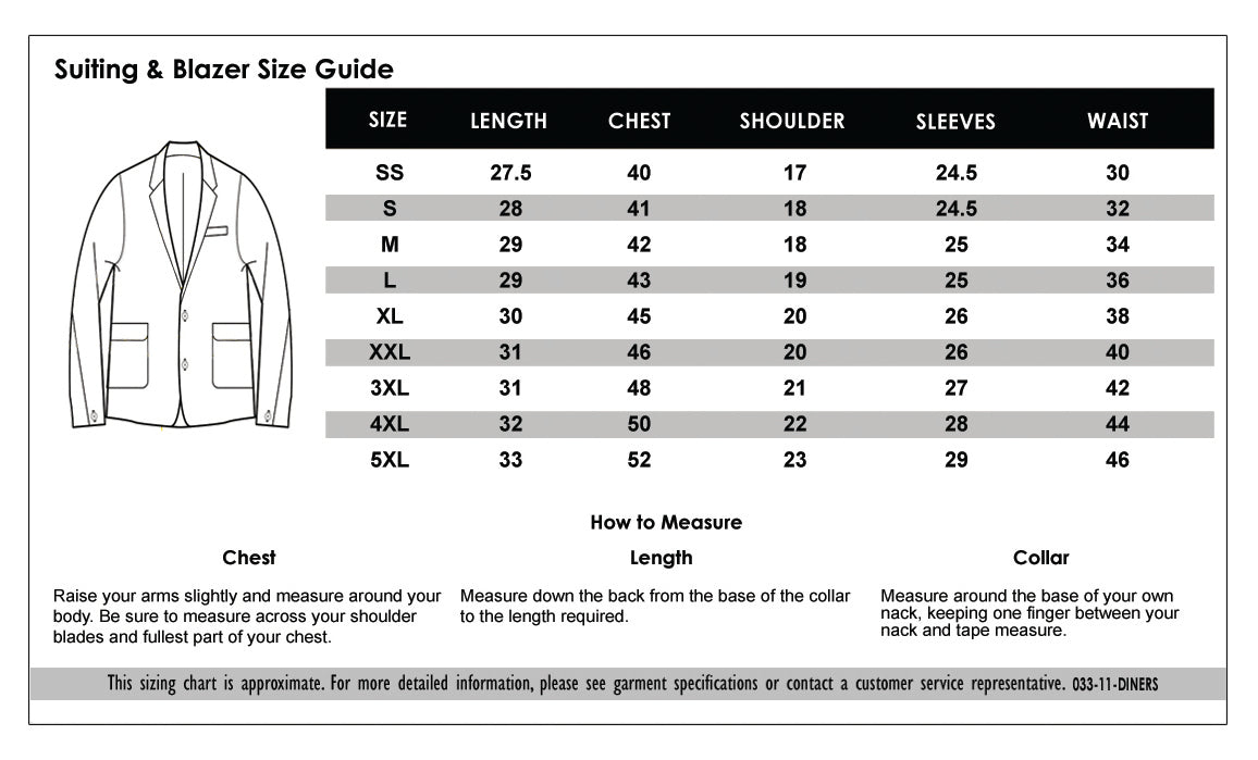 Blazer Measurement Chart