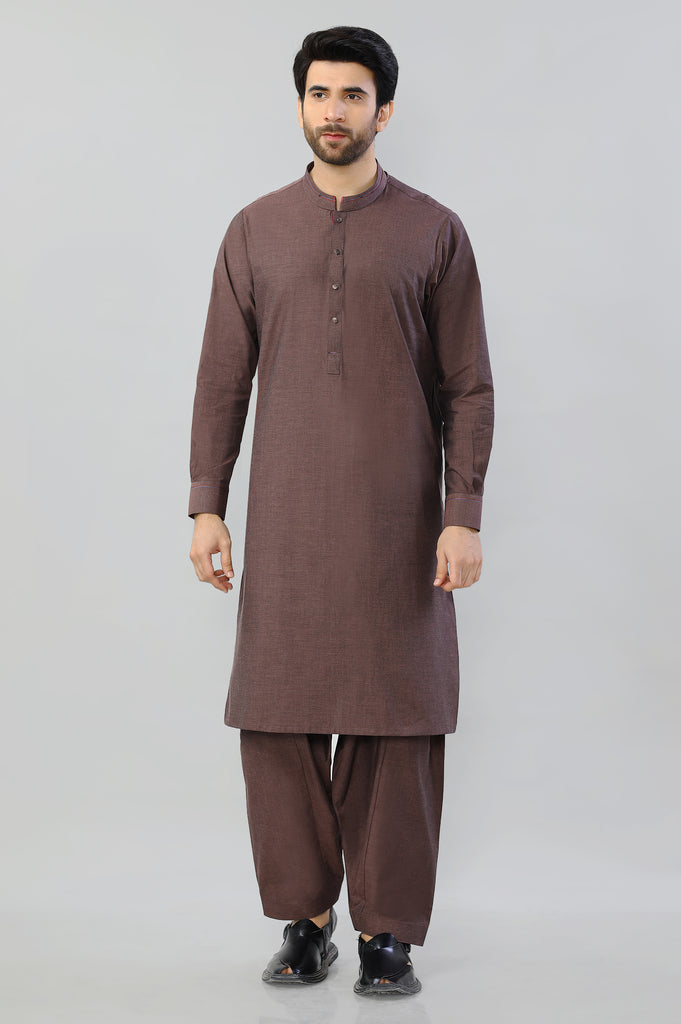 dark brown cotton shalwar kameez at STYLEHUNT - STYLEHUNT