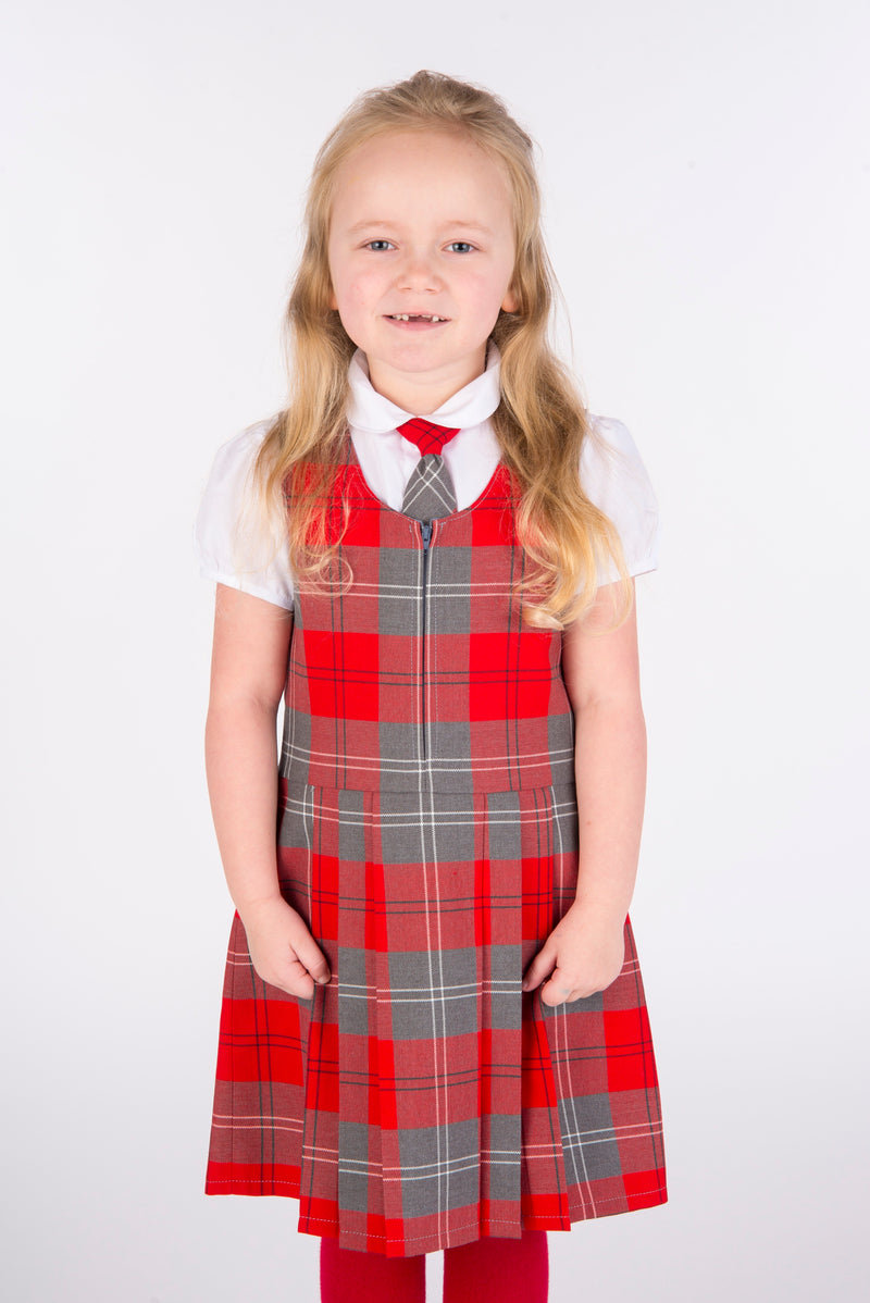 grey tartan pinafore dress school