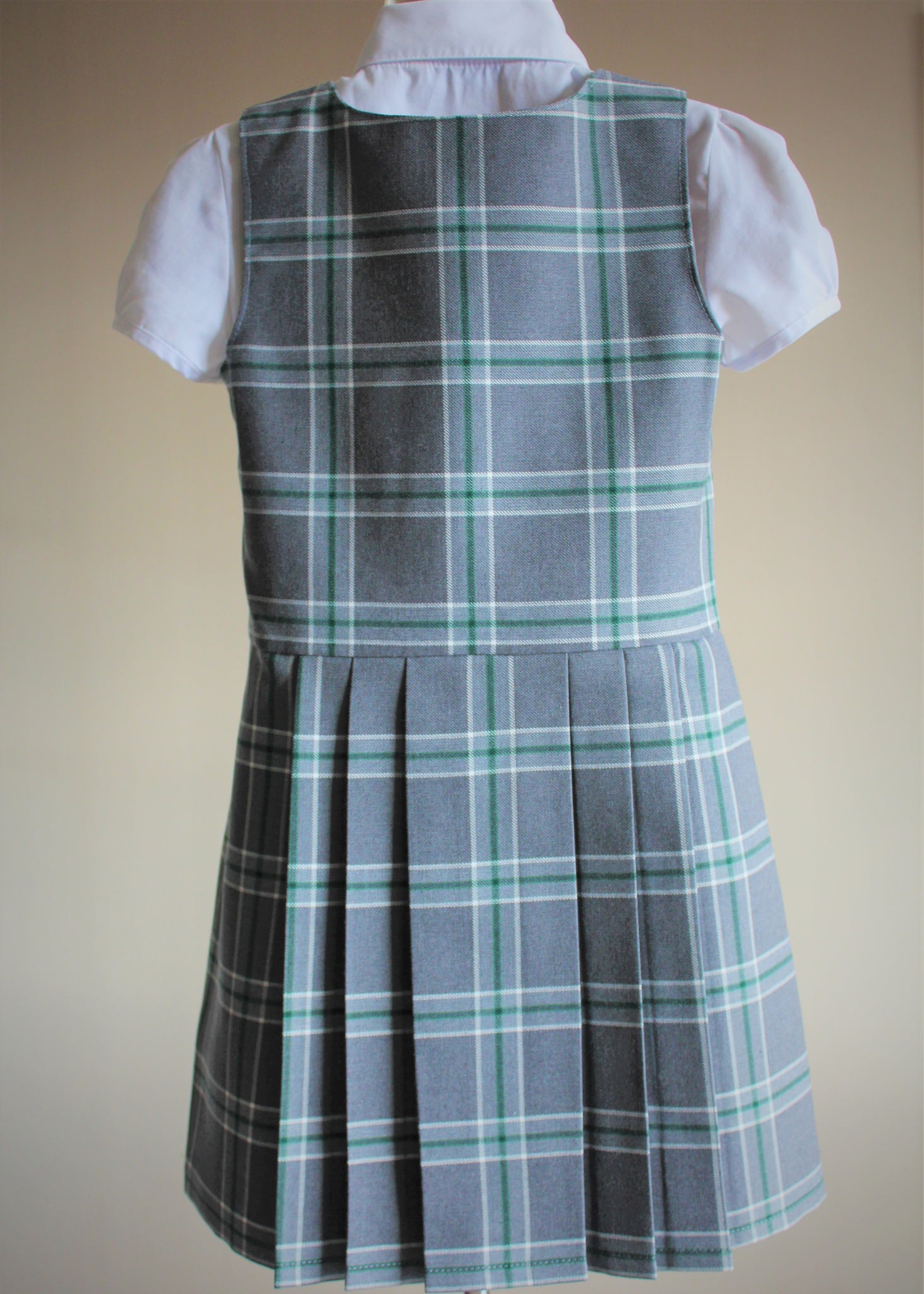 grey tartan pinafore dress school