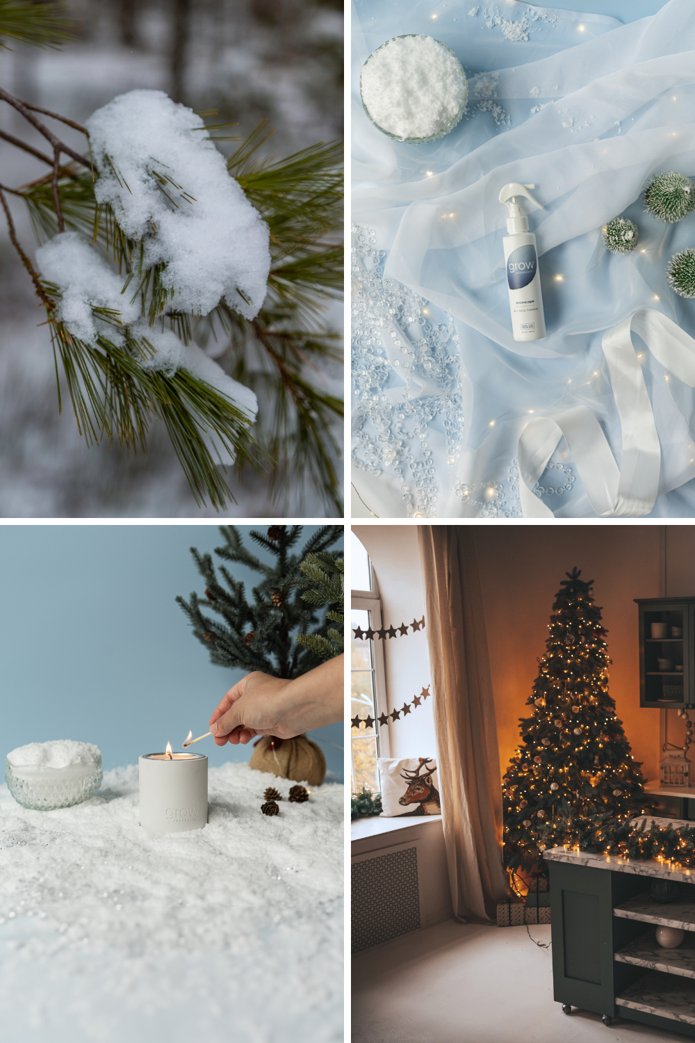 A comprehensive winter scent cleaning guide featuring fresh fallen snow, winter mint, vanilla, and pine-scented candle and spray. Learn how to keep your home smelling fresh with non-toxic air and fabric fresheners and candle