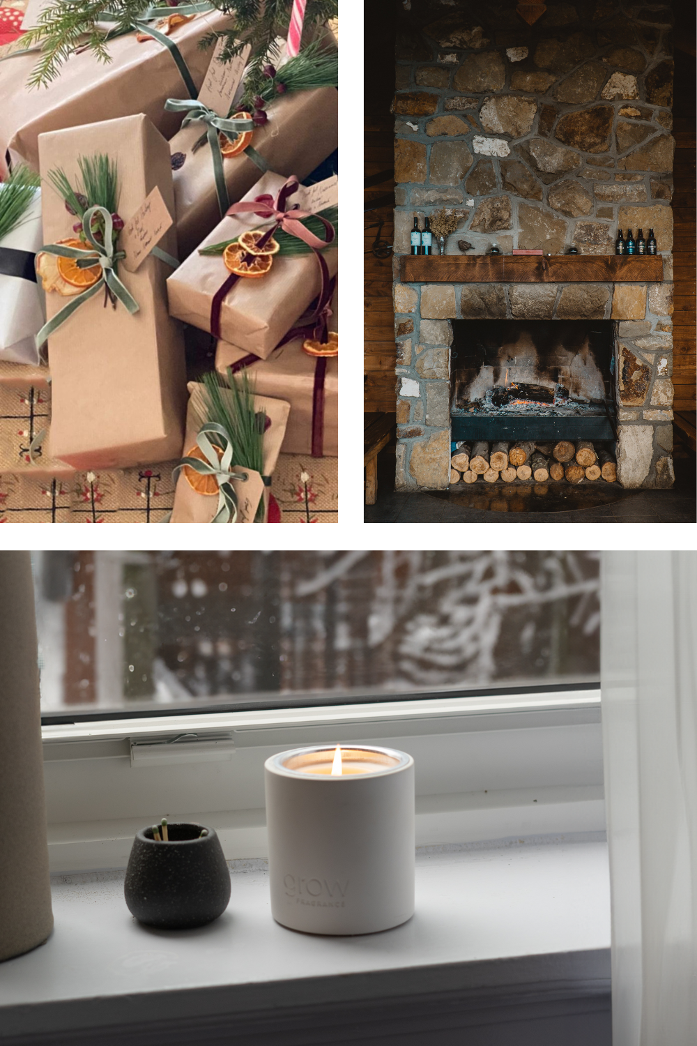 Non-Toxic Winter Candle: Cozy up with Holiday Hearth. Fragrance notes of cinnamon, vanilla, and smoky woods. Ideal for a warm, festive ambiance during chilly evenings.