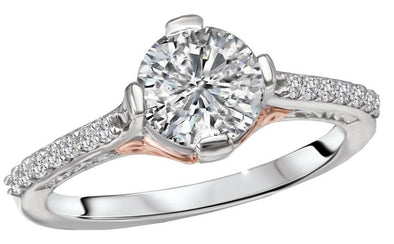 14K Vintage Engraved Band Diamond Engagement Ring