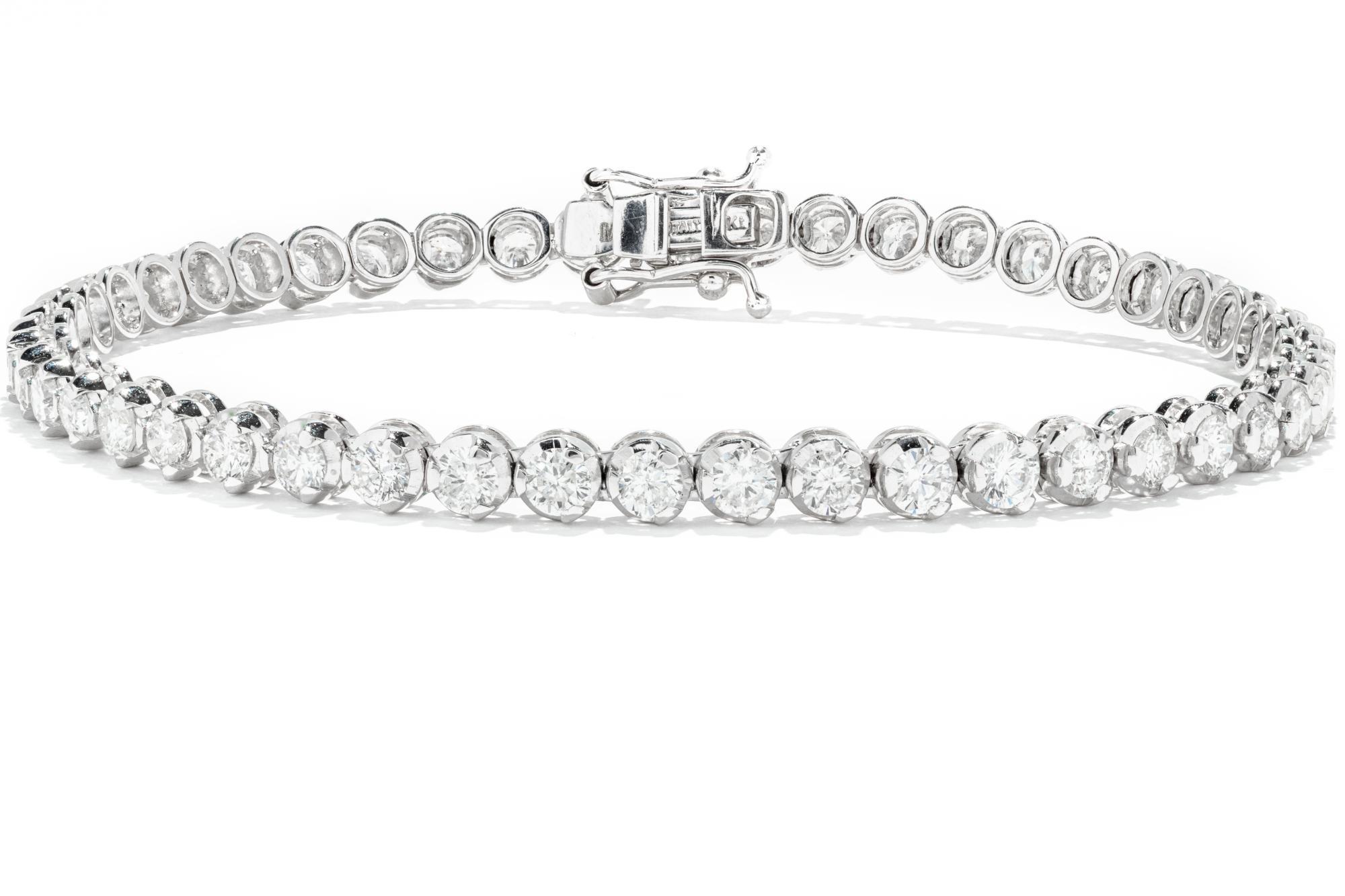 Malakan Diamond Co. 18K White Gold 4.05ctw Diamond Tennis Bracelet 134 ...