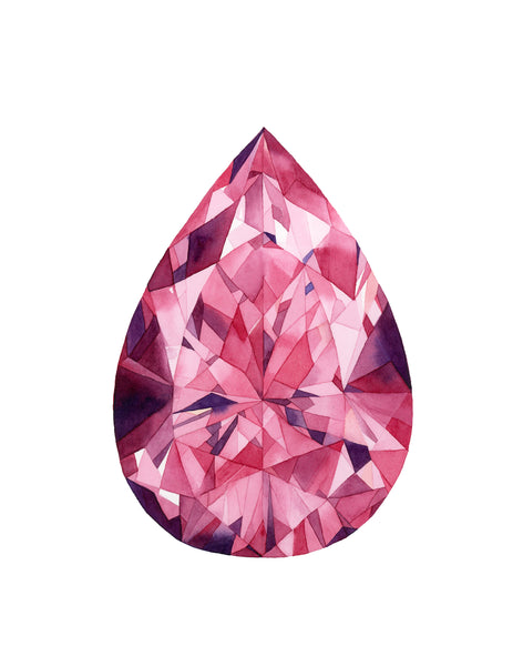 Watercolor Ruby gemstone painting
