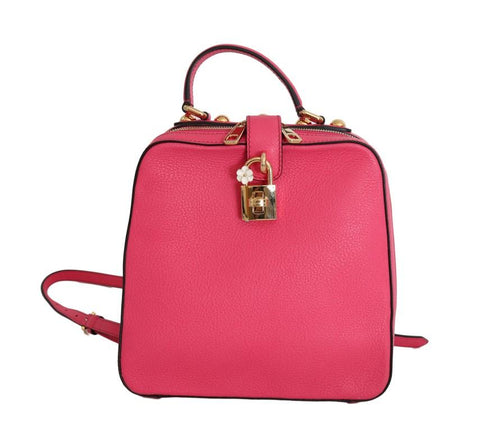 Dolce & Gabbana Pink ROSARIA Leather Backpack Designer Handbag