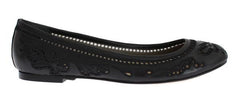 Dolce & Gabbana Black Leather Ballerina Flat Shoes On SALE  Designer Shoe SALE Outlet Footwear