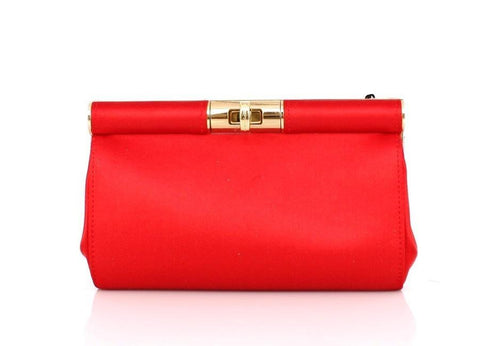 Dolce and Gabbana Red Silk Clutch Designer Evening Bag