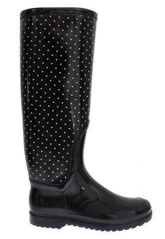 Dolce & Gabbana Women's Black Polka Dot Rubber Rain Boots