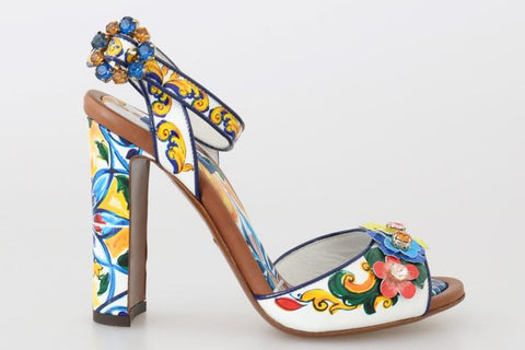 Dolce & Gabbana Sandals Heels Shoes Majolica Design for Women