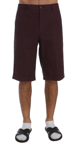 Dolce & Gabbana Bordeaux Cotton Knee High Shorts for Men