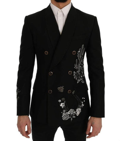 Dolce & Gabbana Black Floral Sequined Embroidery Blazer Jacket