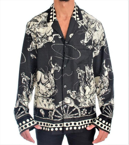 Dolce & Gabbana Black SICILIAN WESTERN Print Casual Shirt