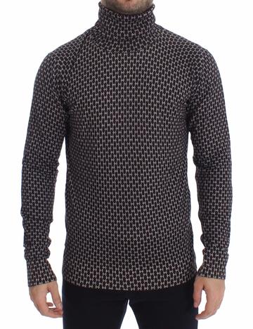 Baroque Pattern Wool Turtleneck Men's Designer Sweater by Dolce & Gabbana