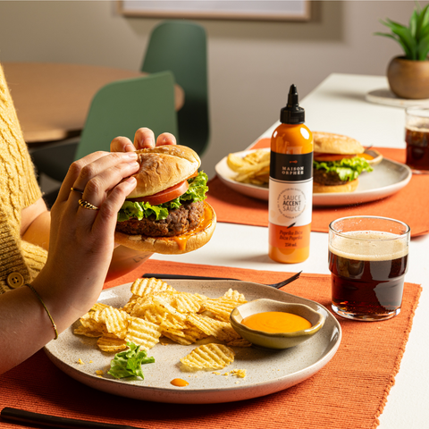 Beef and goat cheese burger