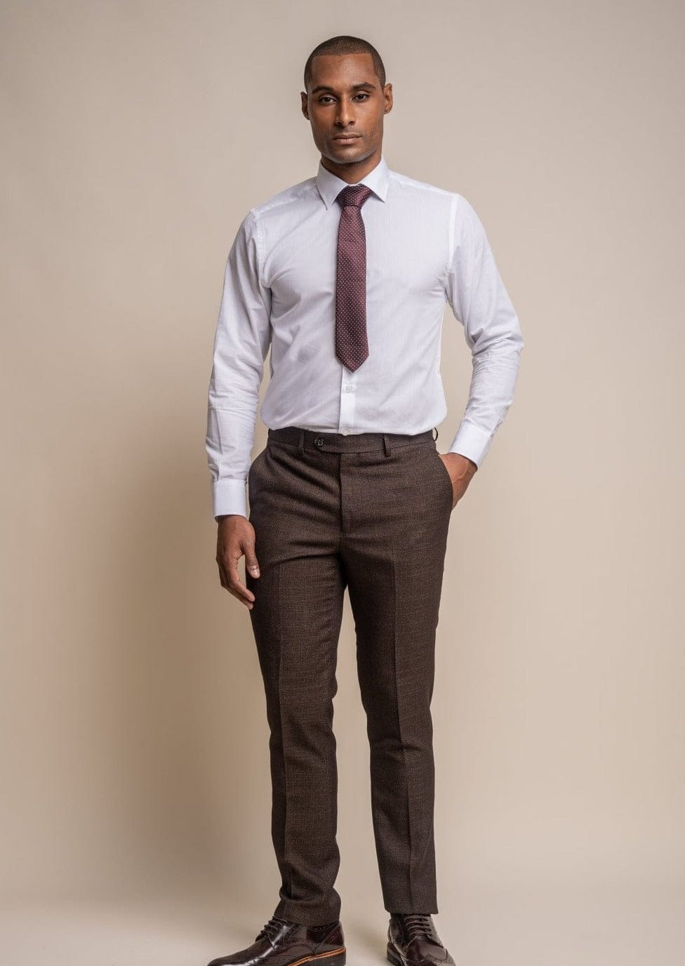 Marc Darcy | Enzo Brown Checked Slim Fit Trousers | Suit Direct