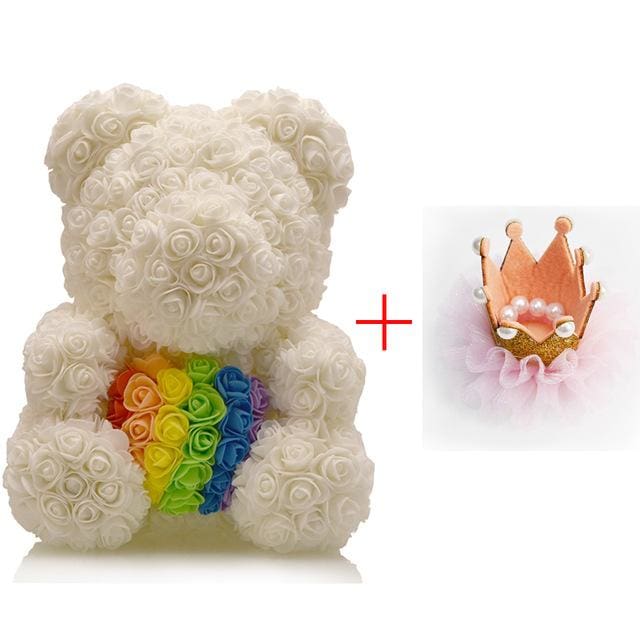 rose teddy bear with crown