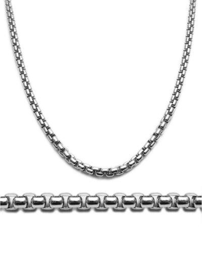 Polished & Oxidized Sterling Silver Small Round Box Link Chain Necklace -  Castle Gap Jewelry
