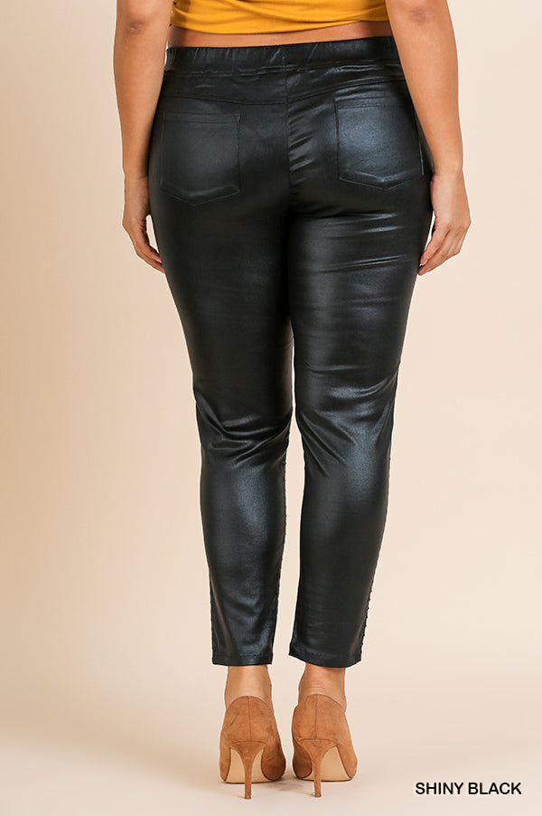 shiny black jeggings