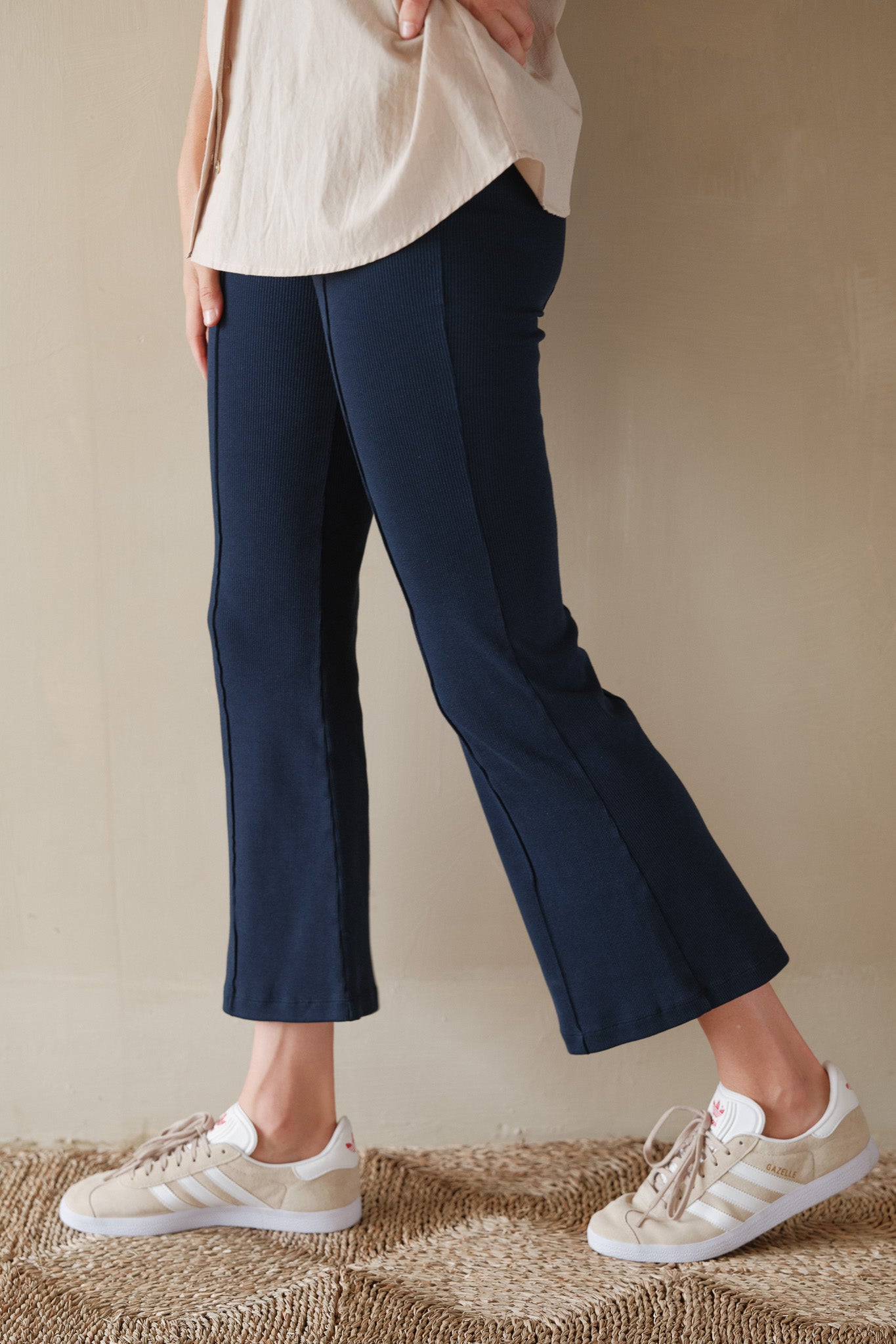 Lunya Cozy Cotton Silk Variegated Rib Flared Pants