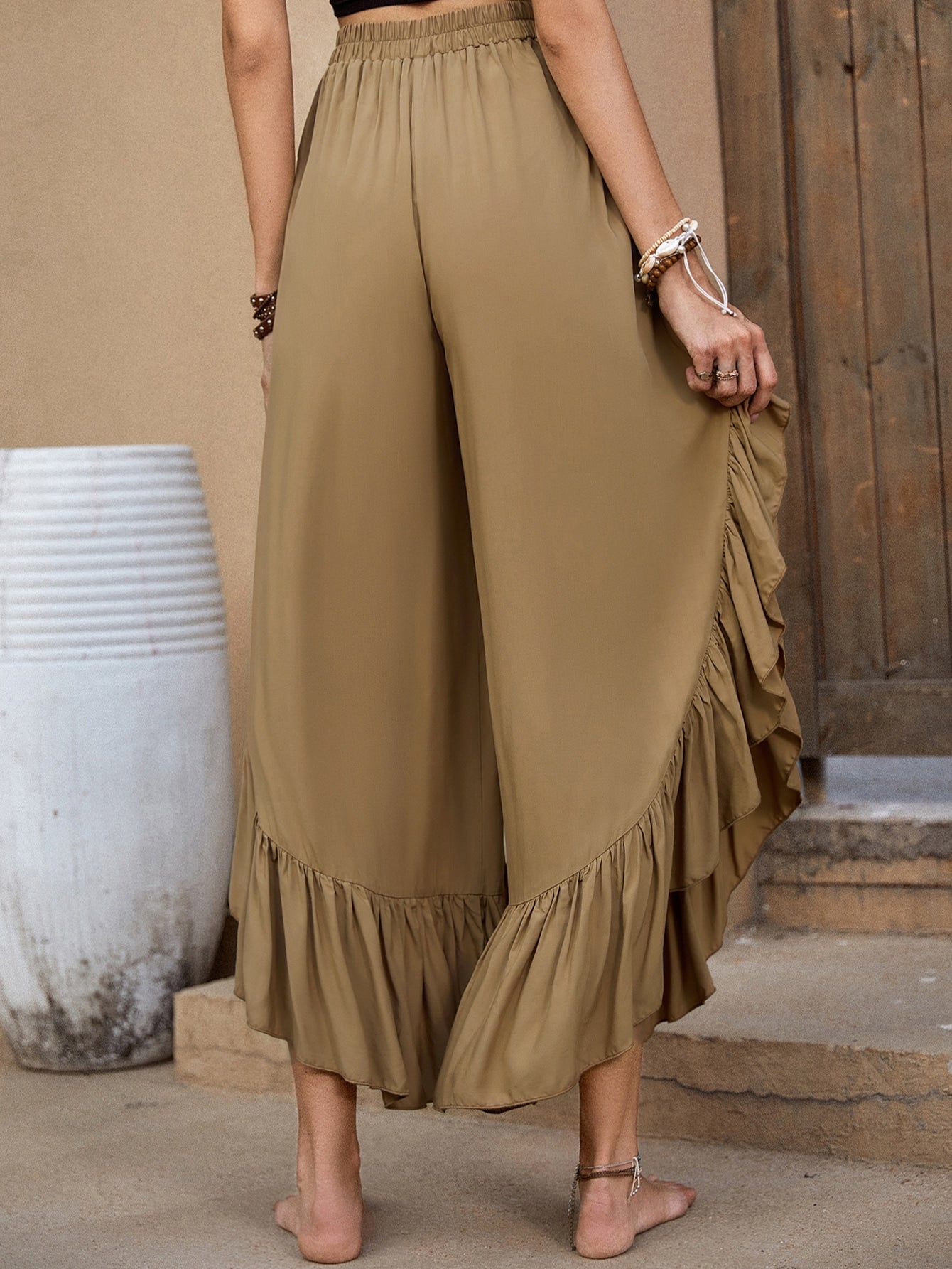 Tribal Print Wide Leg Pants with Shirred Waist | Pomona and Peach