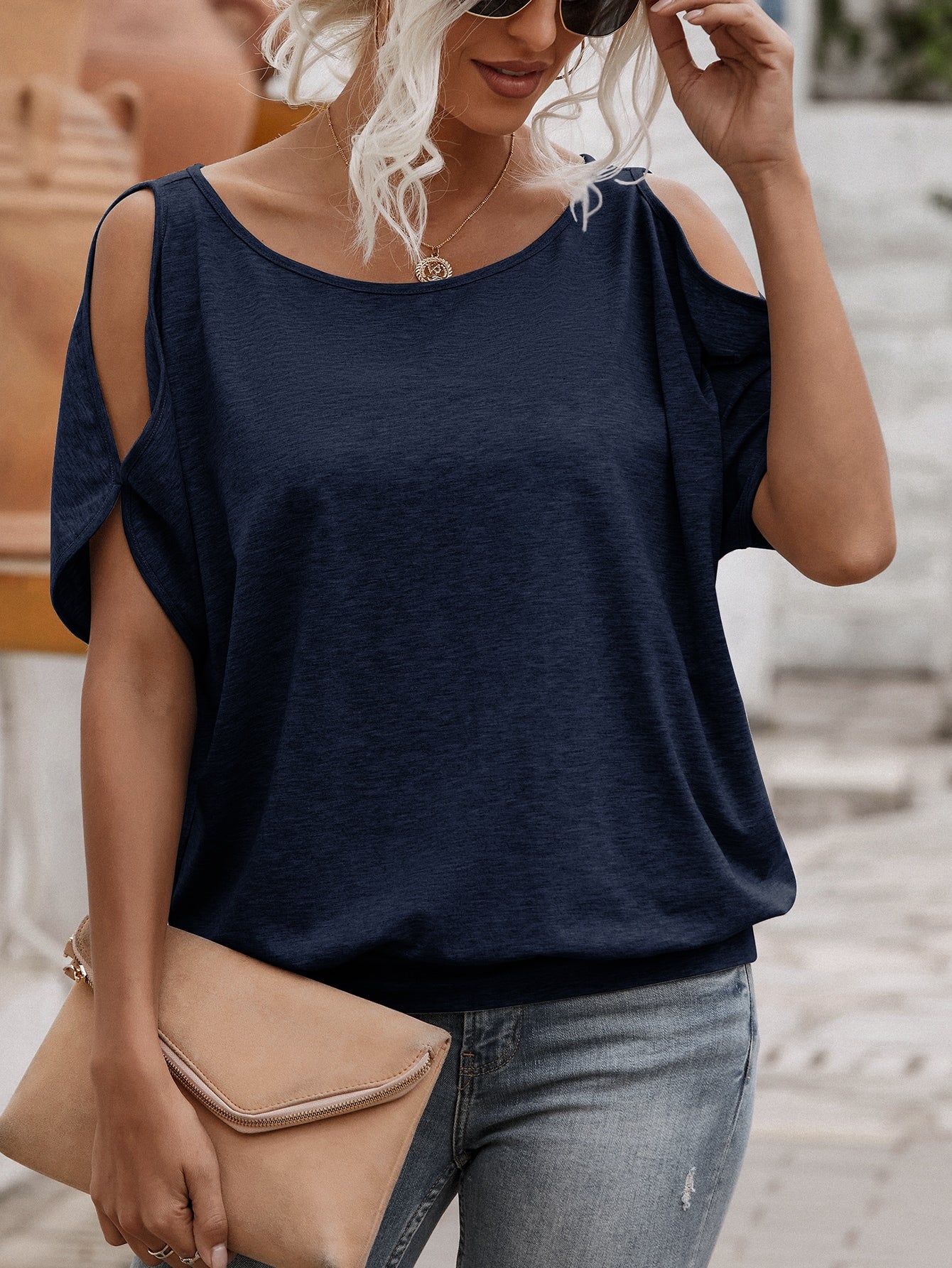 Cold Shoulder Tee with Tie Back | Pomona and Peach