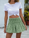 Floral Shirred waist with Wide Leg Shorts - 