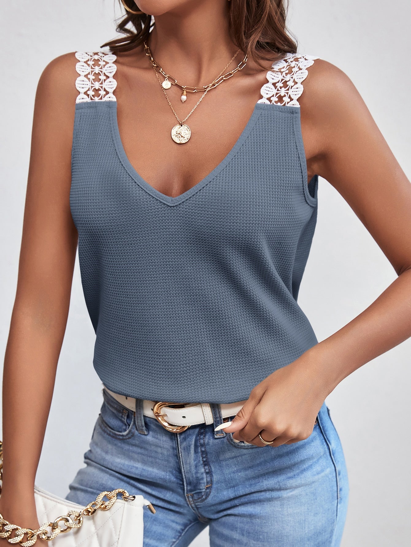 Tank Top with Contrast Lace | Pomona and Peach