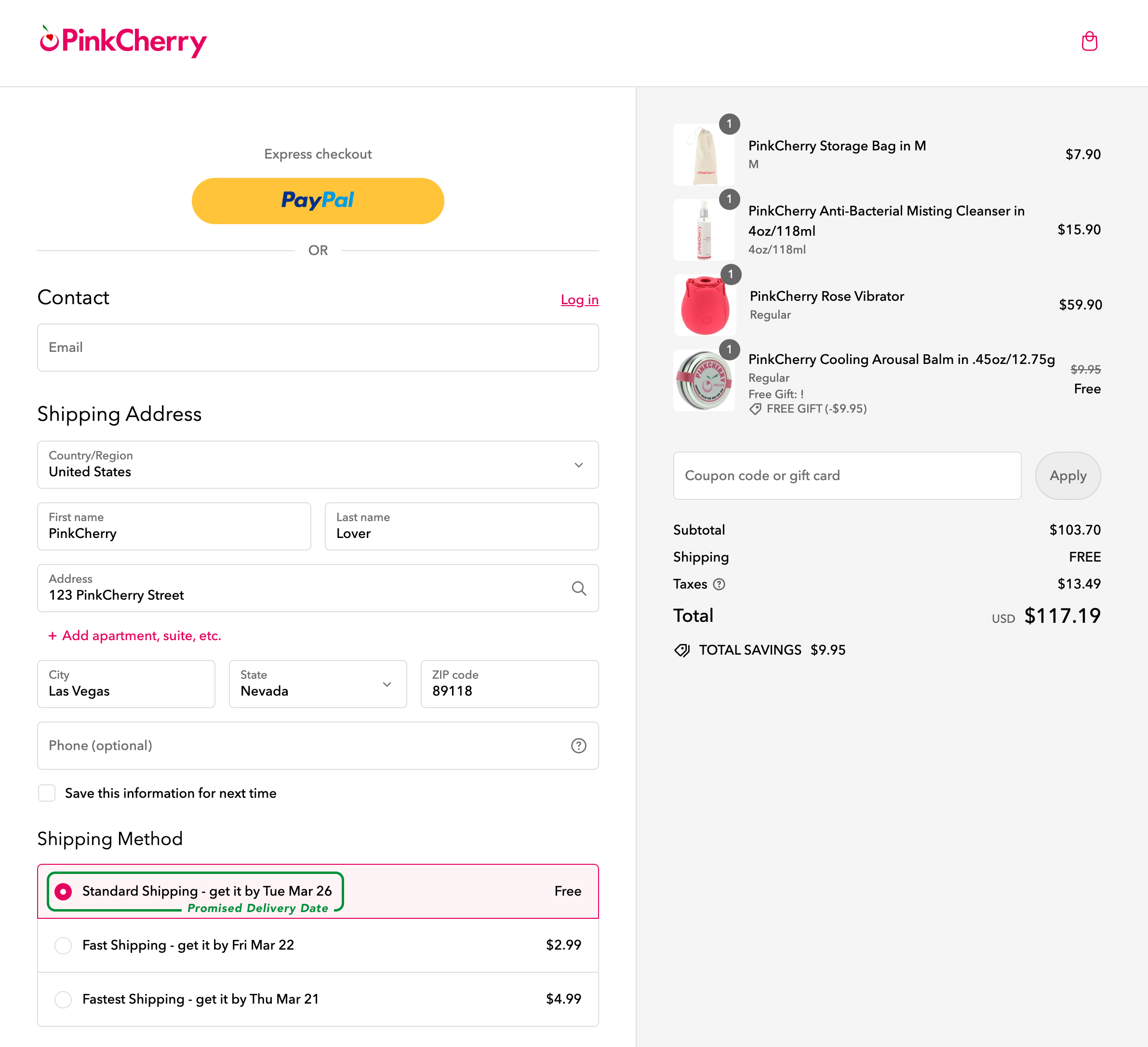 Shipping Screenshot - Desktop - PinkCherry