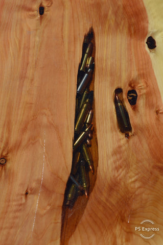 Close up epoxy in juniper table top