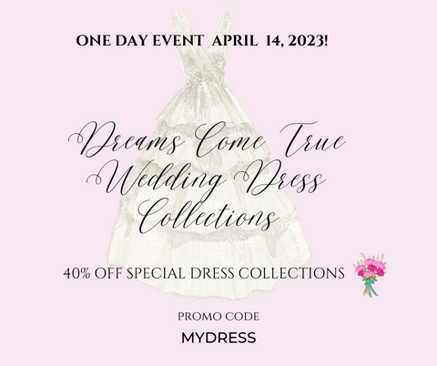one day sales event 40%off wedding dresses april 14 with Tulle Lux bridal crowns and accessories