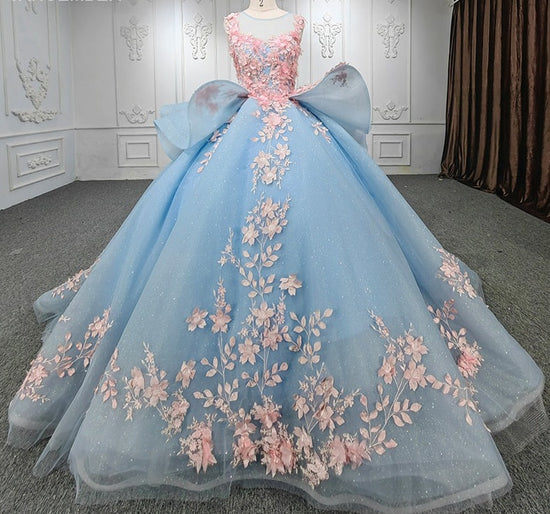Luxury Bridal Gown With Sleeves Beading 3d Flowers Ball Gown Lace Wedding  Dress on Luulla