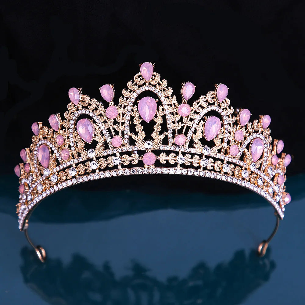 Royal Crystal Opal Wedding Tiara Crown Party Hair Jewelry Accessory