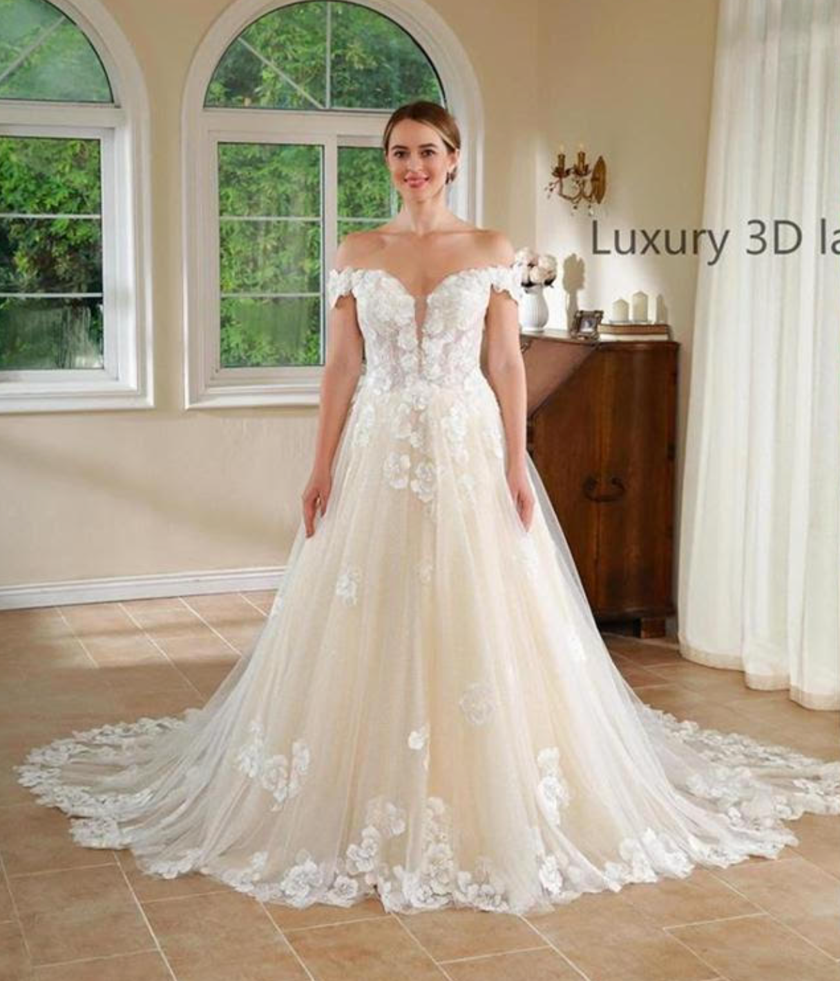 Corset Style Floral Lace A Line Wedding Dress – TulleLux Bridal