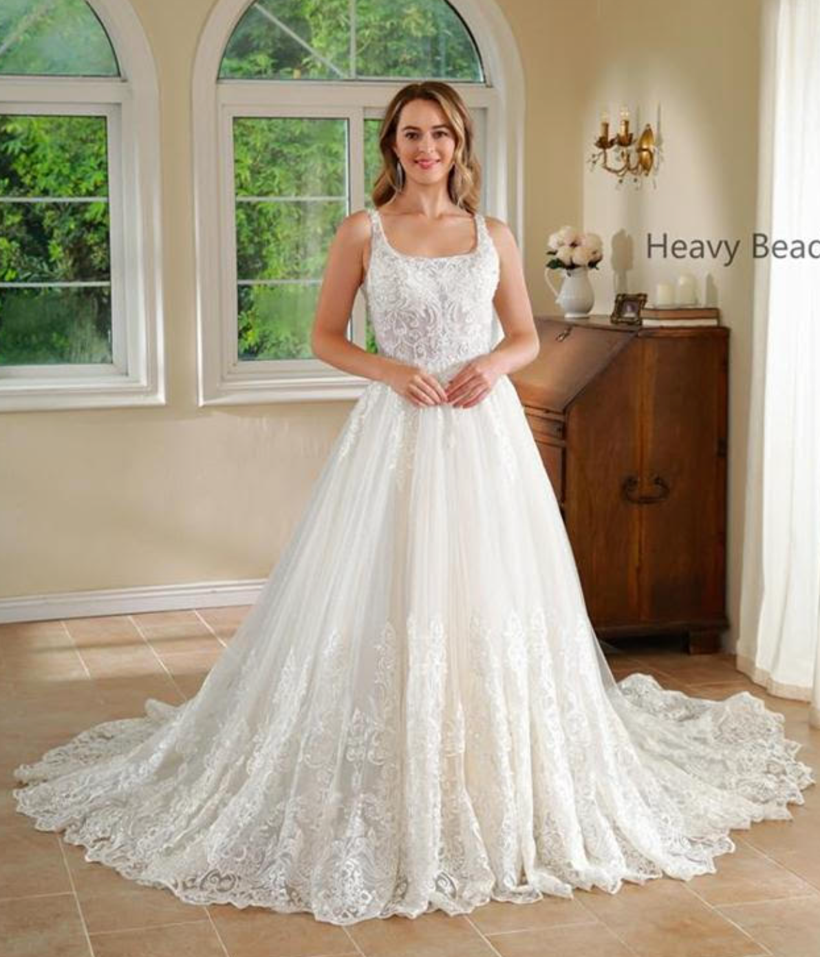 Corset Style Floral Lace A Line Wedding Dress – TulleLux Bridal