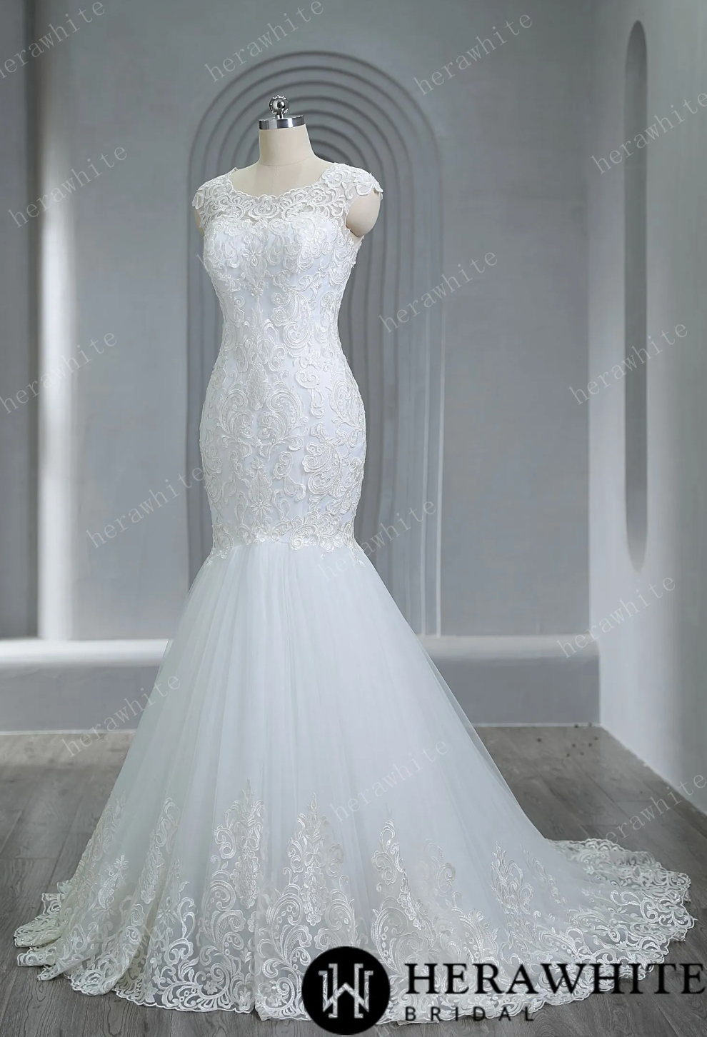 AT4630 - Bateau Illusion Neckline Wedding Dress with Sweetheat Lace Bodice  & A Line Skirt