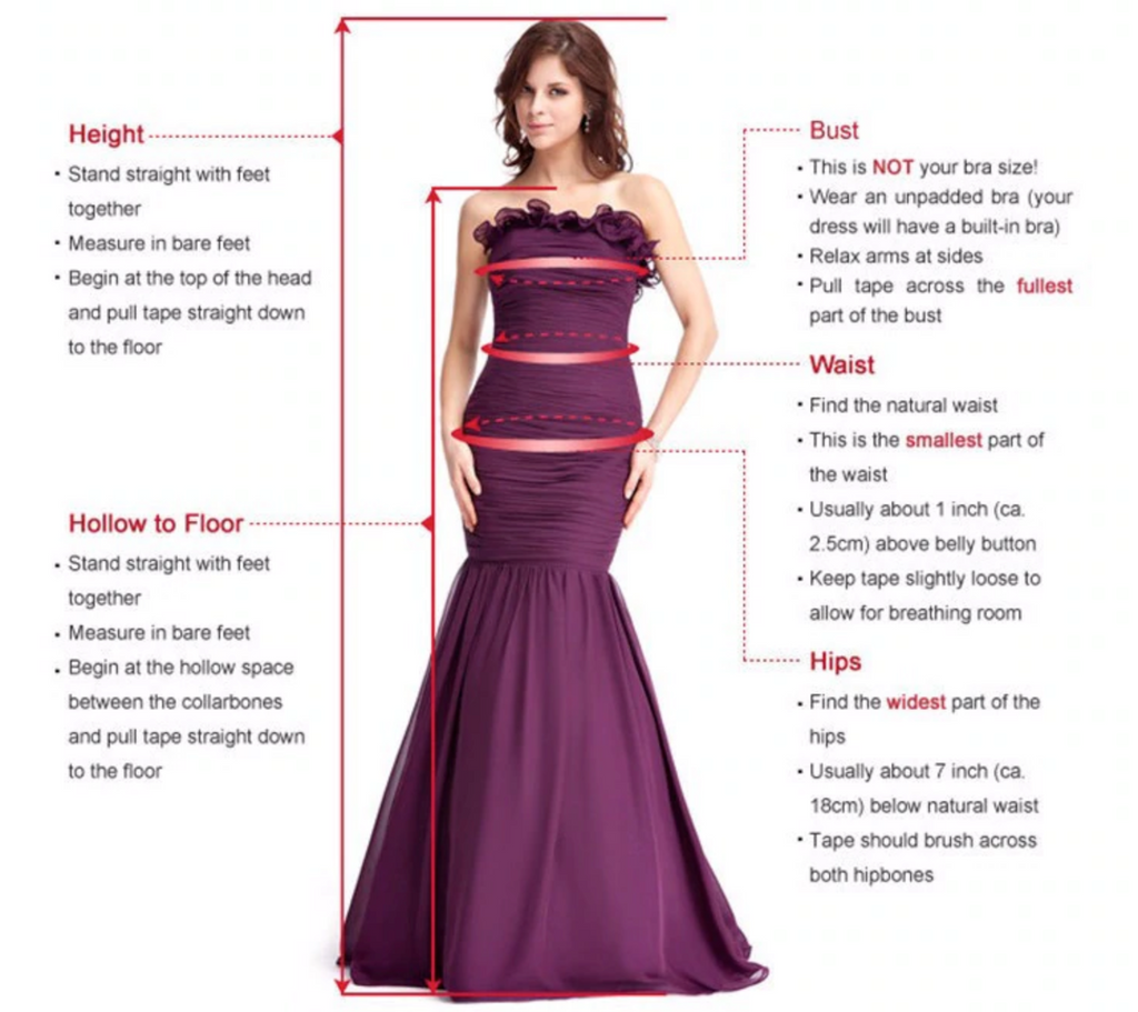 Women's Dress Measurements Chart