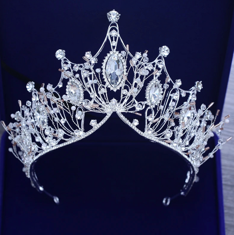 Silver Princess Crystal Rhinestone Tiara Crown