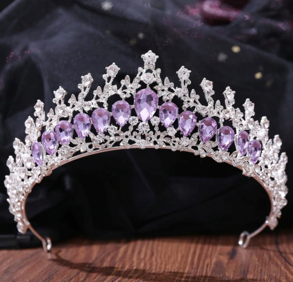 Silver Purple Crystal Tiaras Crowns