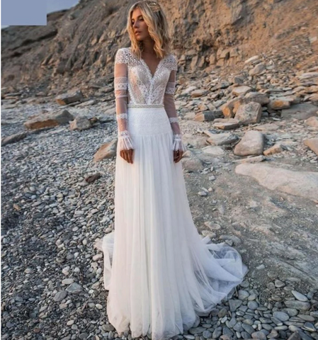 boho lace wedding dress