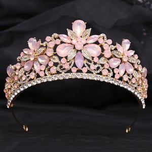 Princess Opal Pink Crown Bridal Wedding Hair Accessory - Tulle Lux Bridal Company